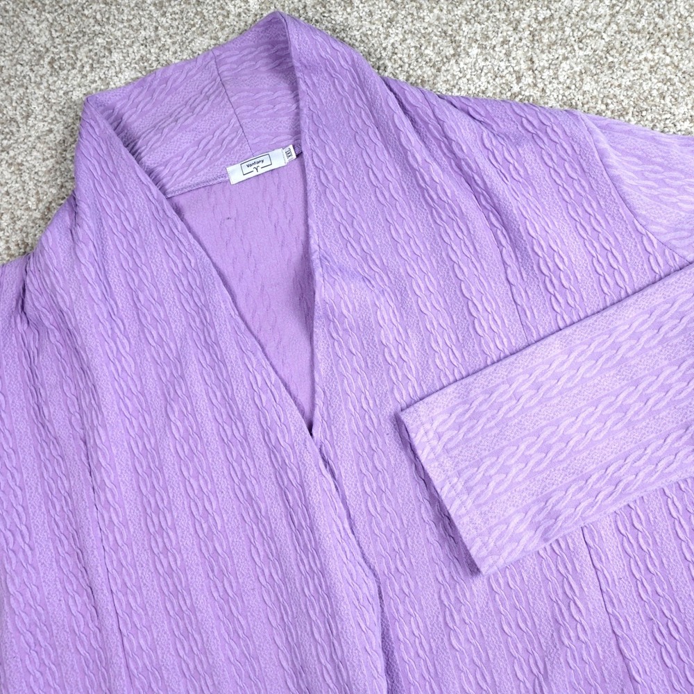 Vanfany Lavender Purple Textured Cable Knit Open Front Cardigan XXL Womens